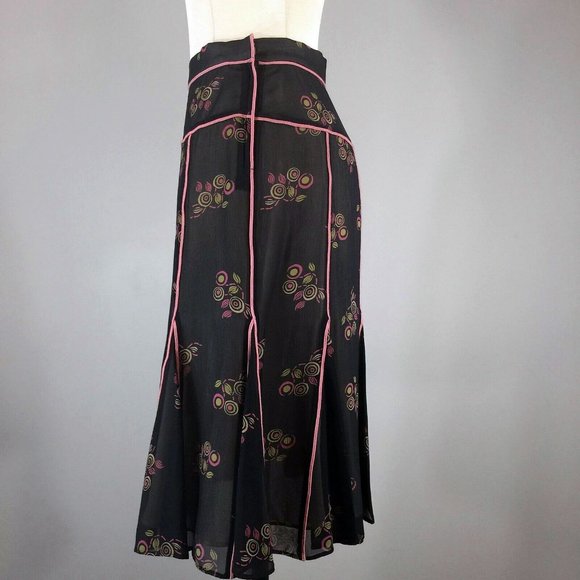 NWT Marc Jacobs Silk Black Pink Floral Skirt 4 Womens - Picture 4 of 12
